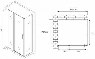 Душевой уголок ABBER Sonnenstrand AG04100MS-S80M 100x80см хром